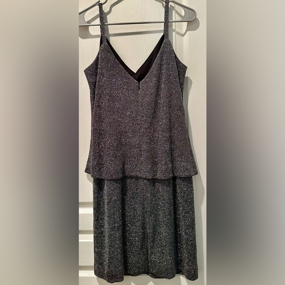 Vintage En Francais Sparkling 2 Piece Skirt & Jacket Ensemble in Metallic Silver - Picture 4 of 5